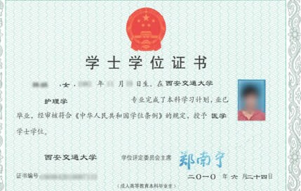 西安交通大学全日制毕业证图